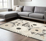 9' X 12' Beige Floral Stain Resistant Non Skid Area Rug - Homeroots - Flyclothing LLC