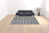 9' X 12' Blue Fleur De Lis Stain Resistant Non Skid Area Rug - Homeroots - Flyclothing LLC