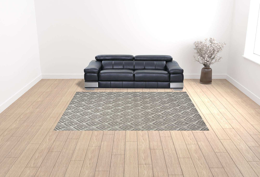 9' X 12' Charcoal Floral Stain Resistant Non Skid Area Rug - Homeroots - Flyclothing LLC
