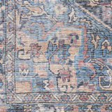 6' X 9' Light Blue And Orange Medallion Distressed Washable Area Rug - Homeroots - Flyclothing LLC