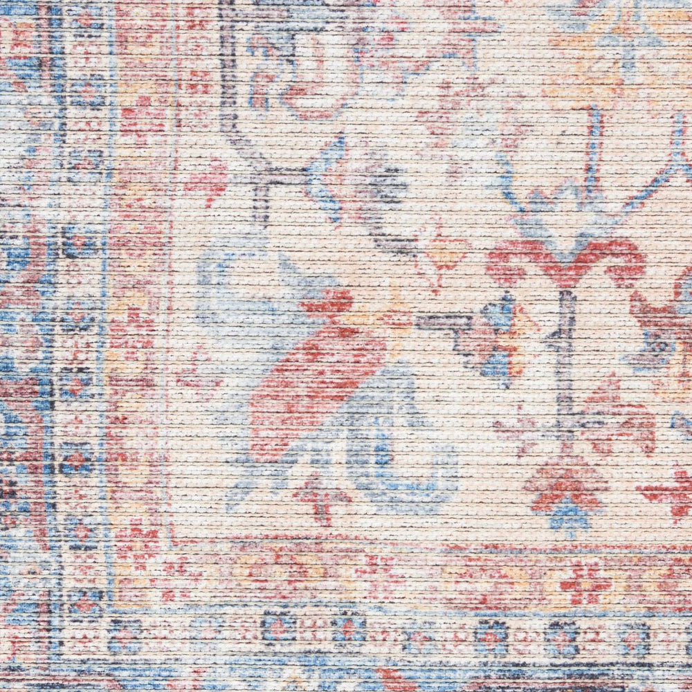 6' X 9' Blue And Orange Medallion Distressed Washable Area Rug - Homeroots - Flyclothing LLC