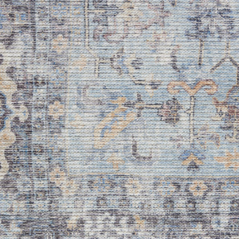 6' X 9' Light Grey And Blue Medallion Distressed Washable Area Rug - Homeroots - Flyclothing LLC
