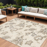 7' X 10' Beige Floral Stain Resistant Non Skid Area Rug - Homeroots - Flyclothing LLC