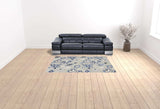 6' X 9' Blue And Grey Floral Stain Resistant Non Skid Area Rug - Homeroots - Flyclothing LLC