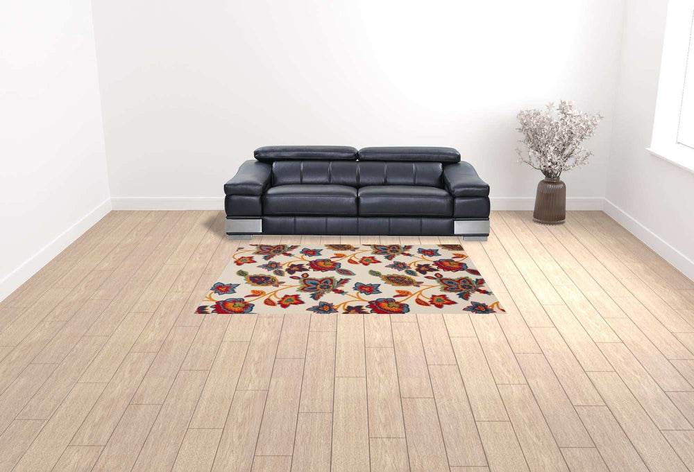 6' X 9' Multicolor Floral Stain Resistant Non Skid Area Rug - Homeroots - Flyclothing LLC