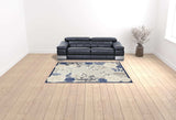 7' X 10' Blue And Grey Floral Stain Resistant Non Skid Area Rug - Homeroots - Flyclothing LLC