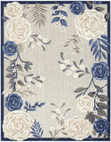 8' X 11' Blue And Grey Floral Stain Resistant Non Skid Area Rug - Homeroots - Flyclothing LLC