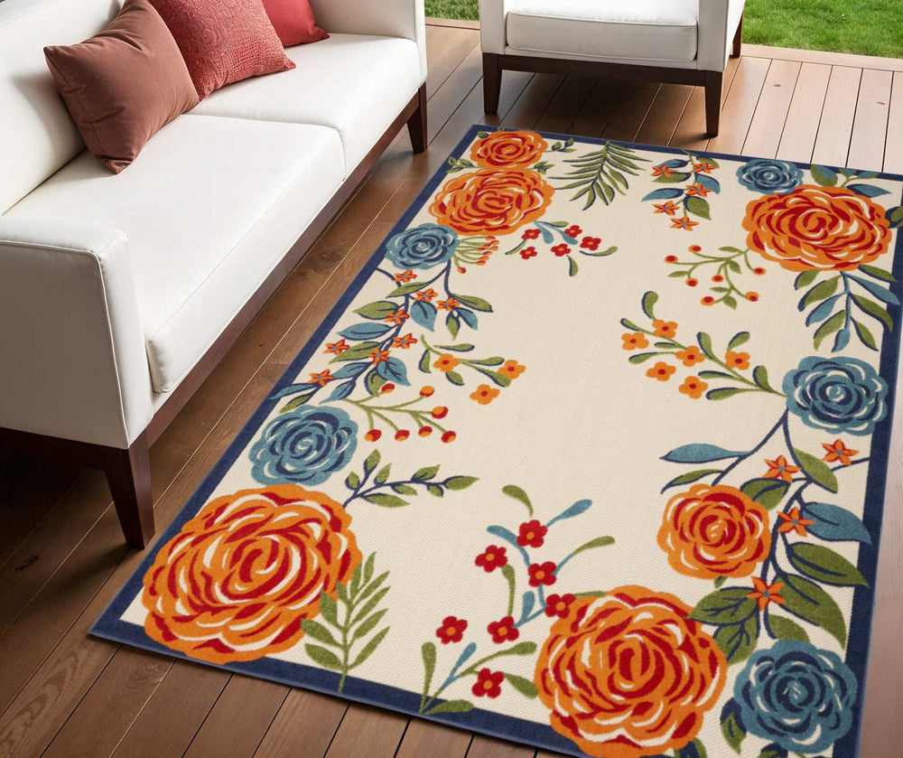 4' X 6' Multicolor Floral Stain Resistant Non Skid Area Rug - Homeroots - Flyclothing LLC