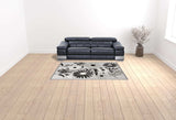 6' X 9' Black And White Floral Stain Resistant Non Skid Area Rug - Homeroots - Flyclothing LLC