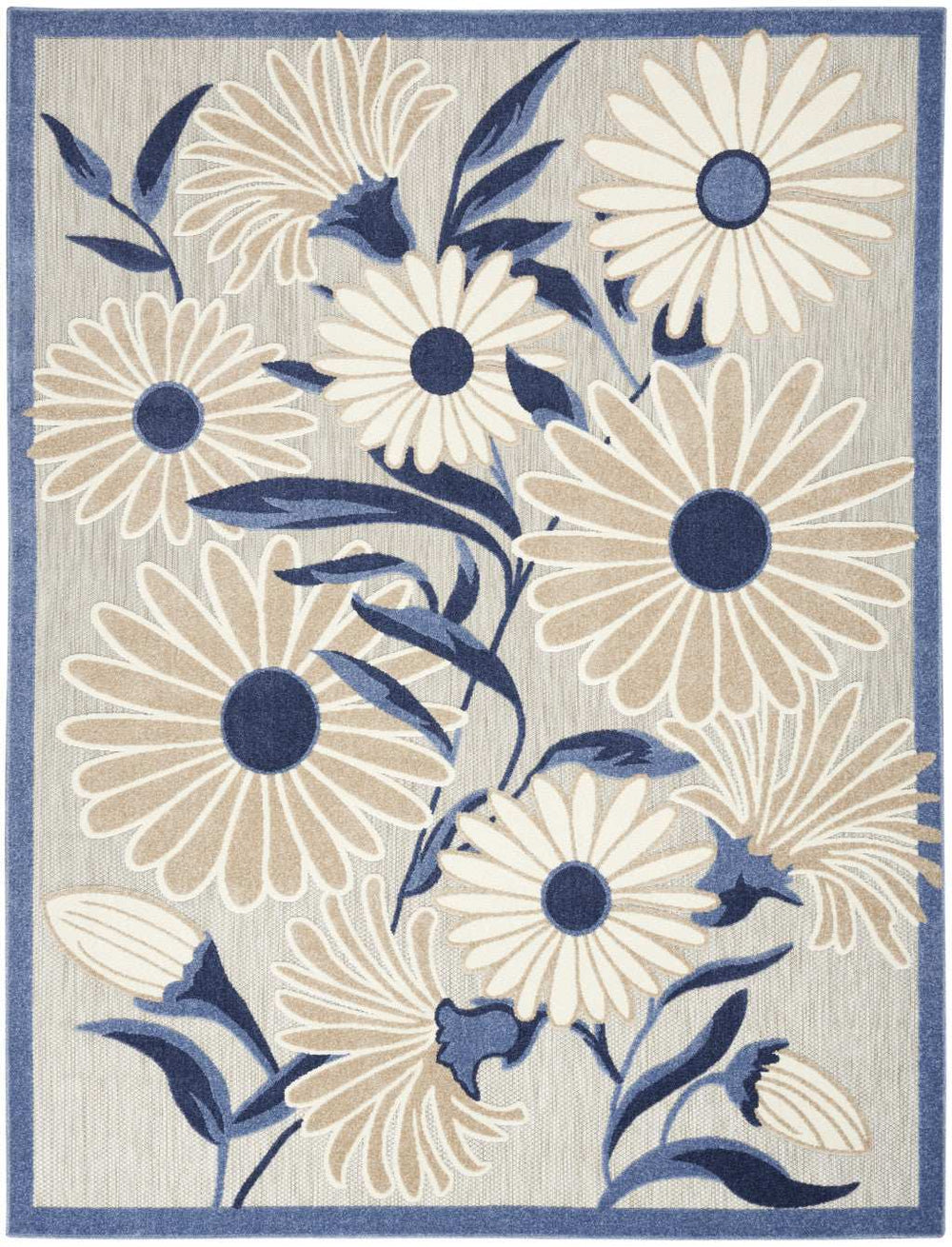 6' X 9' Blue And Grey Floral Stain Resistant Non Skid Area Rug - Homeroots - Flyclothing LLC