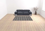 6' X 9' Black And White Fleur De Lis Stain Resistant Non Skid Area Rug - Homeroots - Flyclothing LLC