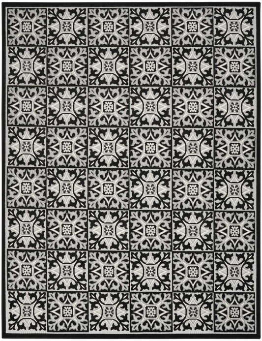 7' X 10' Black And White Fleur De Lis Stain Resistant Non Skid Area Rug - Homeroots - Flyclothing LLC