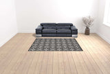 7' X 10' Black And White Fleur De Lis Stain Resistant Non Skid Area Rug - Homeroots - Flyclothing LLC