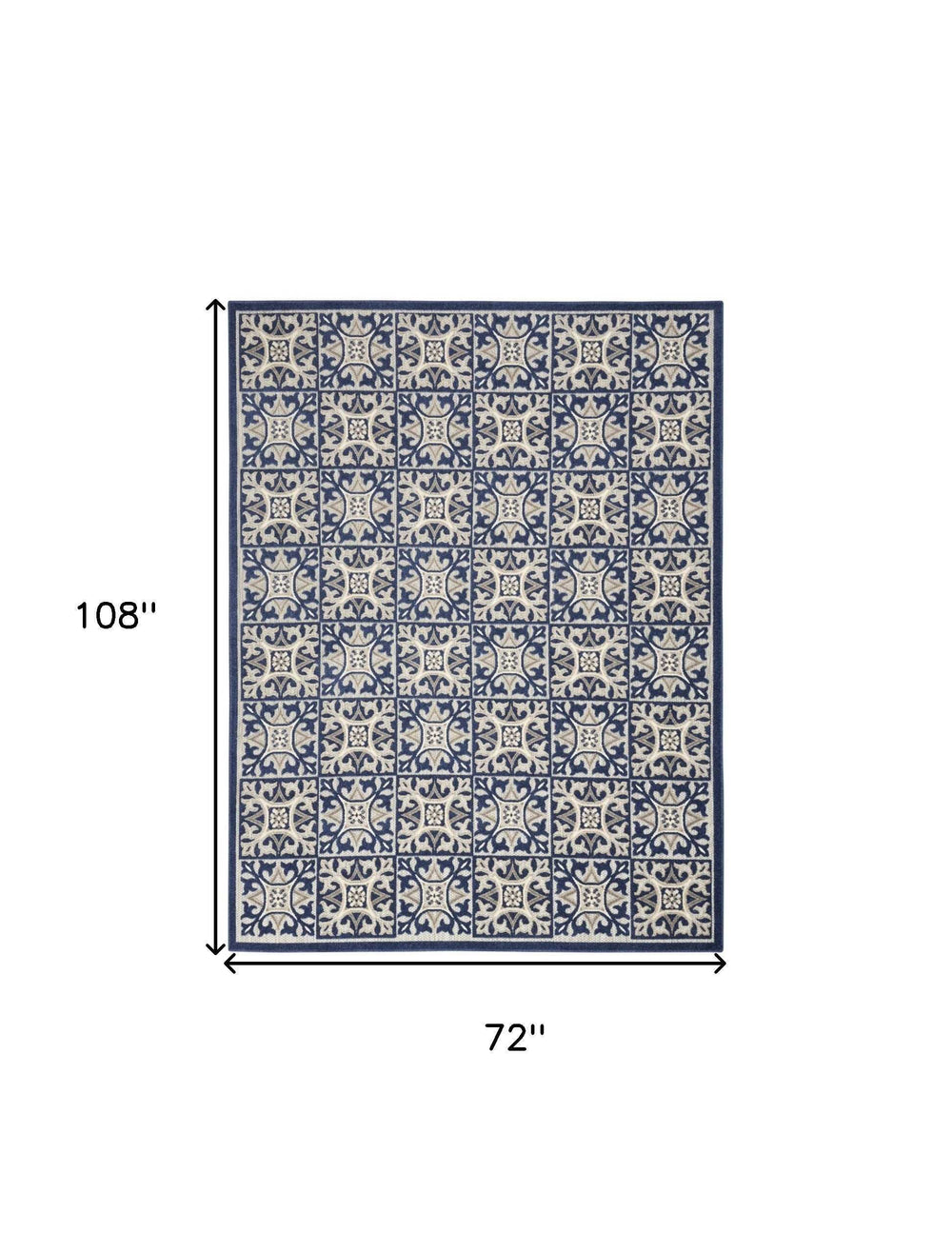 6' X 9' Blue Fleur De Lis Stain Resistant Non Skid Area Rug - Homeroots - Flyclothing LLC