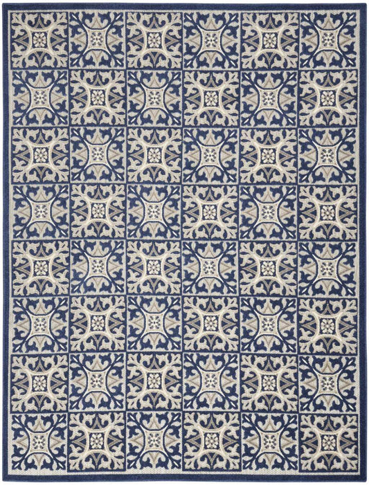 4' X 6' Blue Fleur De Lis Stain Resistant Non Skid Area Rug - Homeroots - Flyclothing LLC