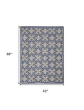 4' X 6' Blue Fleur De Lis Stain Resistant Non Skid Area Rug - Homeroots - Flyclothing LLC
