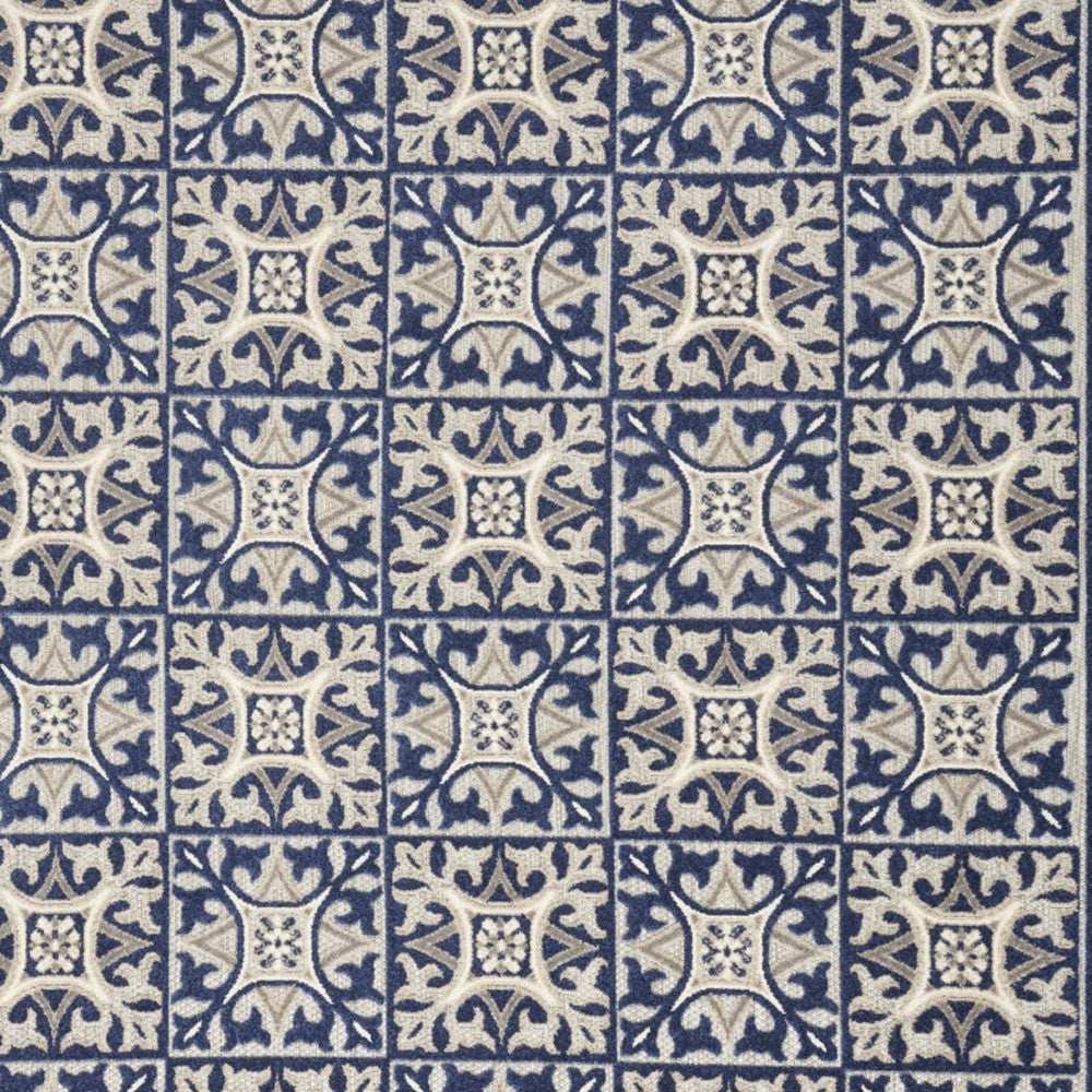 4' X 6' Blue Fleur De Lis Stain Resistant Non Skid Area Rug - Homeroots - Flyclothing LLC