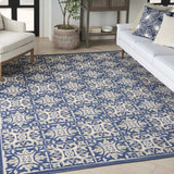 4' X 6' Blue Fleur De Lis Stain Resistant Non Skid Area Rug - Homeroots - Flyclothing LLC