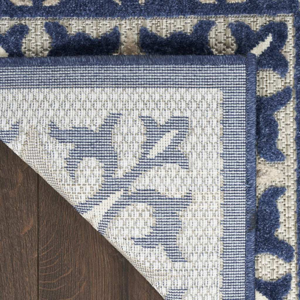 8' X 11' Blue Fleur De Lis Stain Resistant Non Skid Area Rug - Homeroots - Flyclothing LLC