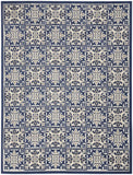 8' X 11' Blue Fleur De Lis Stain Resistant Non Skid Area Rug - Homeroots - Flyclothing LLC