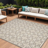 8' X 11' Ivory And Grey Fleur De Lis Stain Resistant Non Skid Area Rug - Homeroots - Flyclothing LLC