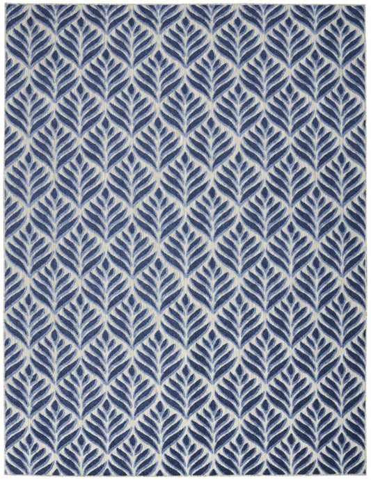 8' X 11' Blue Floral Stain Resistant Non Skid Area Rug - Homeroots - Flyclothing LLC