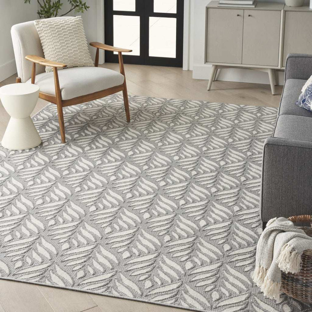 5' X 8' Grey Floral Stain Resistant Non Skid Area Rug - Homeroots - Flyclothing LLC