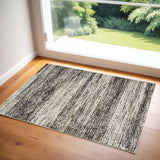2' X 3' Gray and Ivory Abstract Power Loom Area Rug - Homeroots - Flyclothing LLC