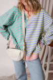 Contrast Stripes Round Neck Long Sleeve Sweatshirt - Trendsi - Flyclothing LLC