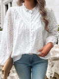 Frill Round Neck Long Sleeve Shirt - Trendsi - Flyclothing LLC