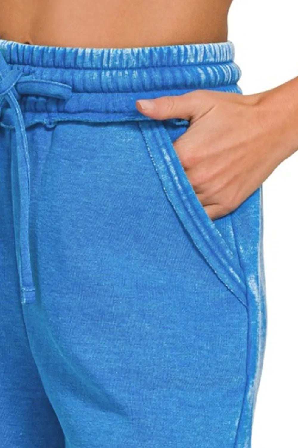 Zenana Acid Wash Fleece Drawstring Shorts With Pockets - Trendsi - Flyclothing LLC