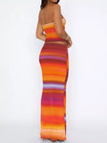 Striped Tube Top and Skirt Set - Trendsi - Flyclothing LLC