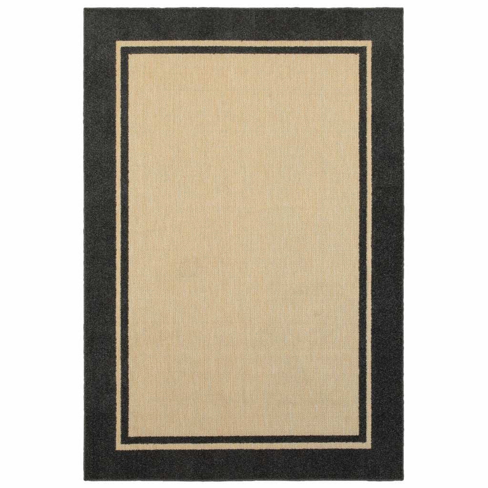 2' X 3' Beige and Black Stain Resistant Indoor Outdoor Area Rug - Homeroots - Flyclothing LLC