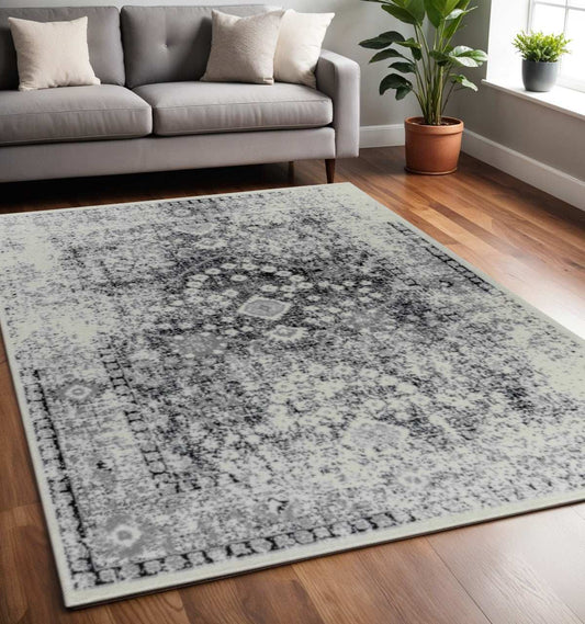 5' X 8' Black Oriental Area Rug - Homeroots - Flyclothing LLC