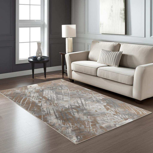 5' X 8' Brown Abstract Area Rug - Homeroots - Flyclothing LLC