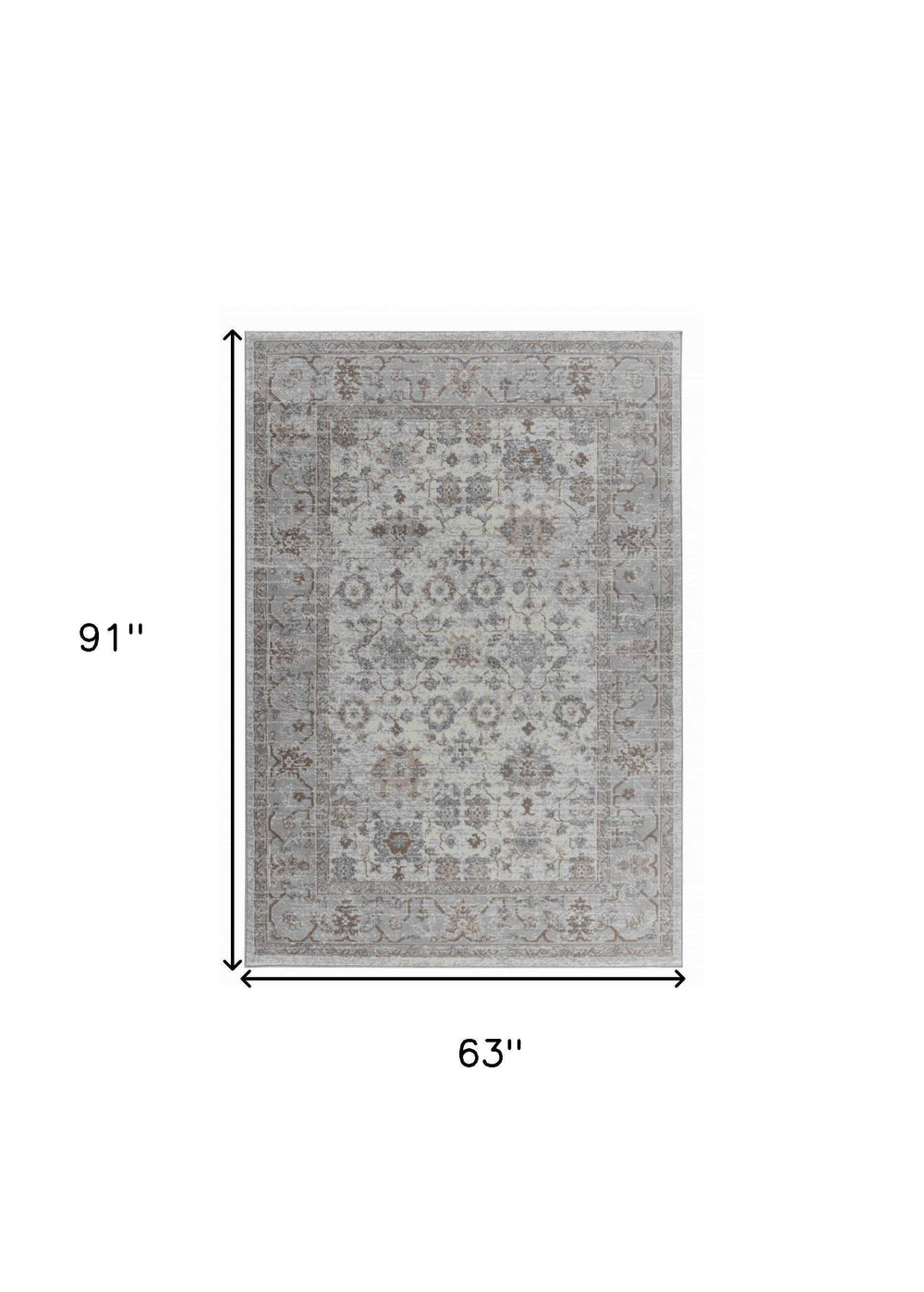 5' X 8' Grey Oriental Area Rug - Homeroots - Flyclothing LLC