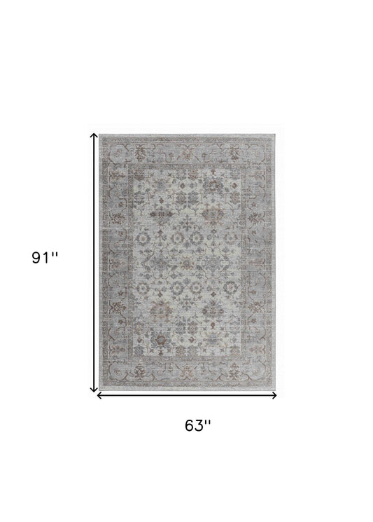 5' X 8' Grey Oriental Area Rug - Homeroots - Flyclothing LLC