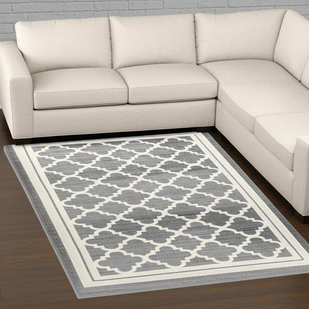 8' X 11' Grey Moroccan Area Rug - Homeroots - Flyclothing LLC