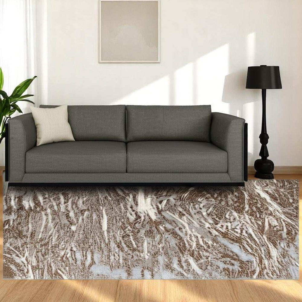 5' X 8' Brown Abstract Area Rug - Homeroots - Flyclothing LLC
