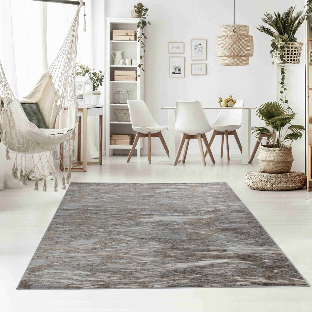 7' X 10' Brown Abstract Area Rug - Homeroots - Flyclothing LLC
