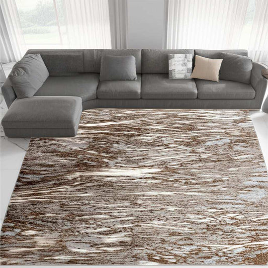 7' X 10' Brown Abstract Area Rug - Homeroots - Flyclothing LLC