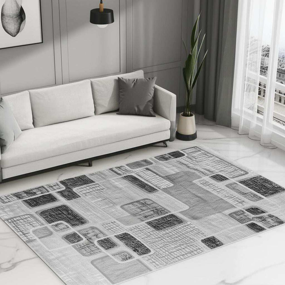 5' X 8' Grey Geometric Area Rug - Homeroots - Flyclothing LLC