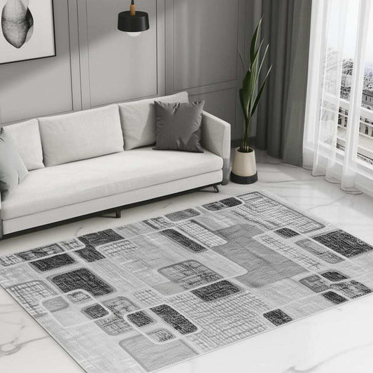 5' X 8' Grey Geometric Area Rug - Homeroots - Flyclothing LLC