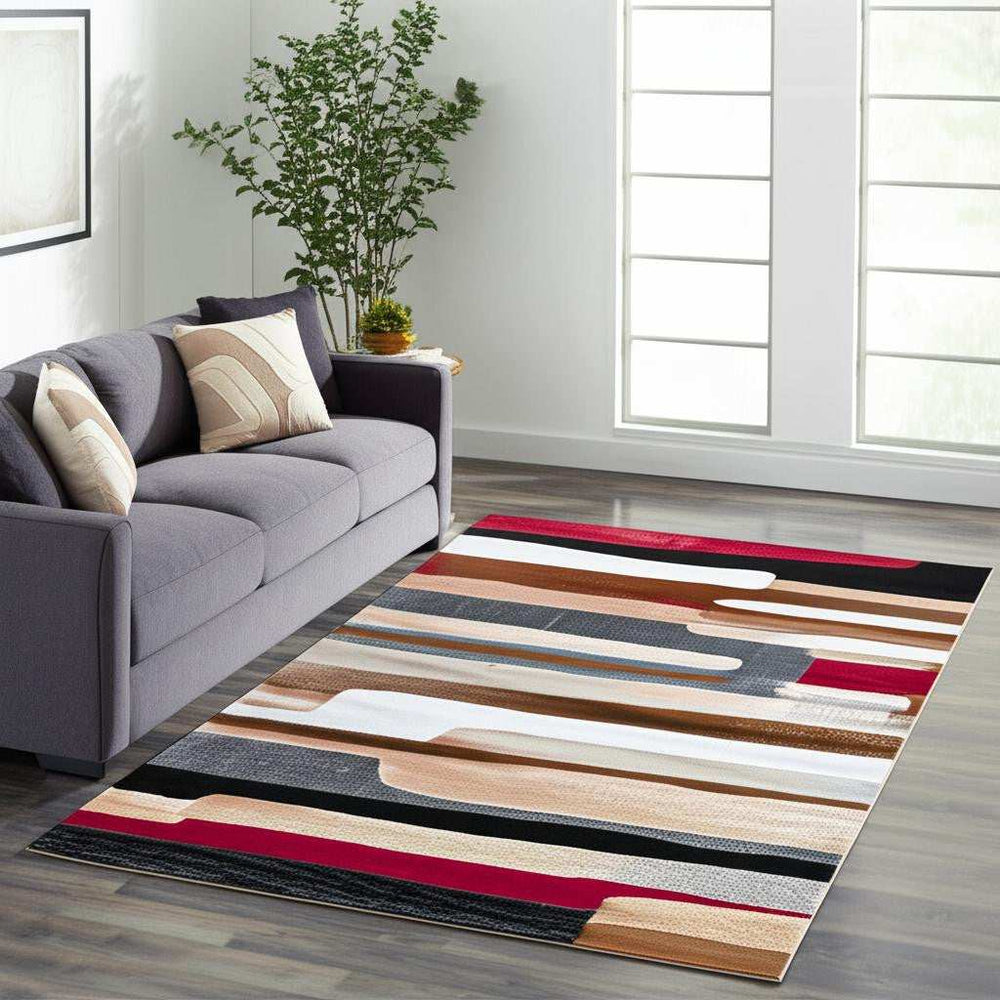5' X 8' Brown Abstract Area Rug - Homeroots - Flyclothing LLC