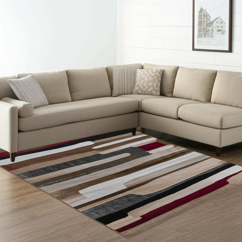 7' X 10' Brown Abstract Area Rug - Homeroots - Flyclothing LLC