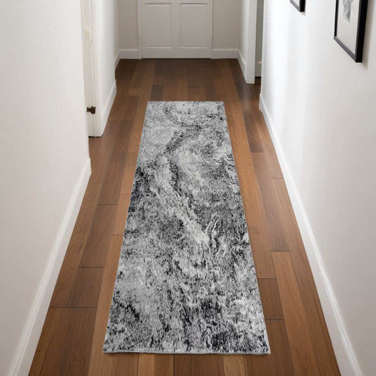 2' X 8' Grey Abstract Area Rug - Homeroots - Flyclothing LLC
