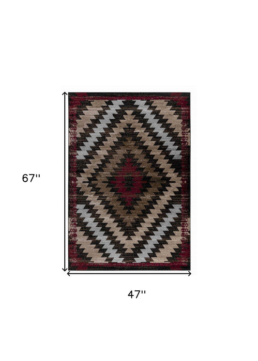 4' X 6' Brown Geometric Area Rug - Homeroots - Flyclothing LLC