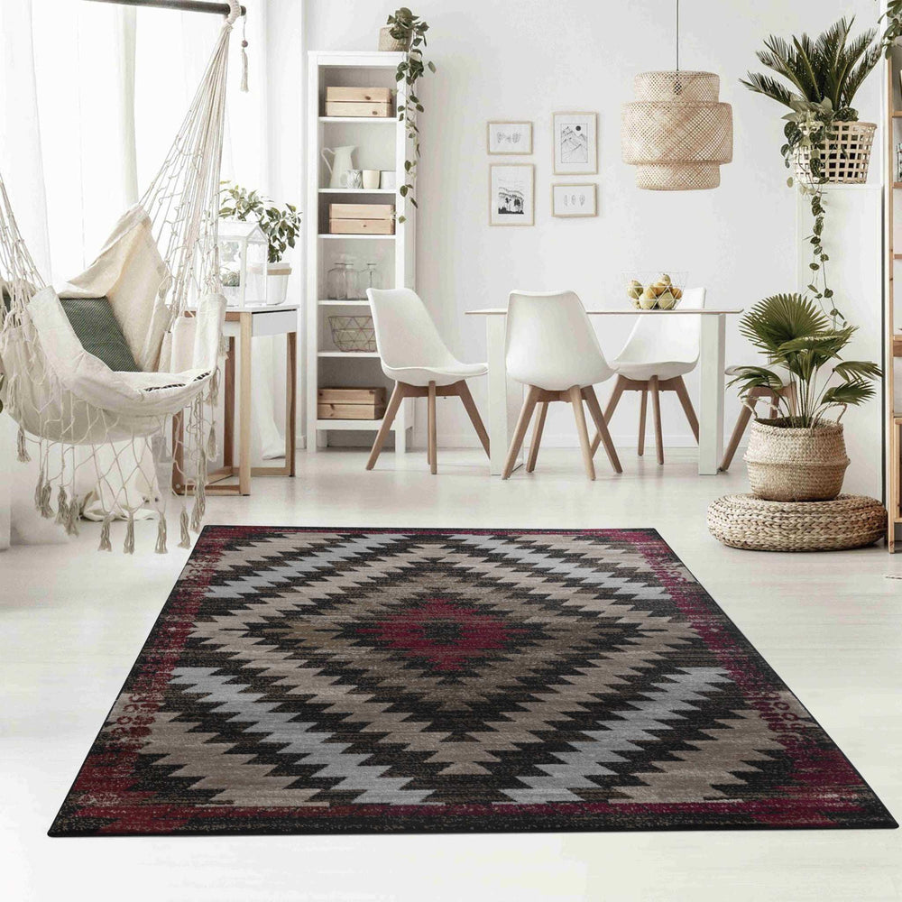 5' X 8' Brown Geometric Area Rug - Homeroots - Flyclothing LLC