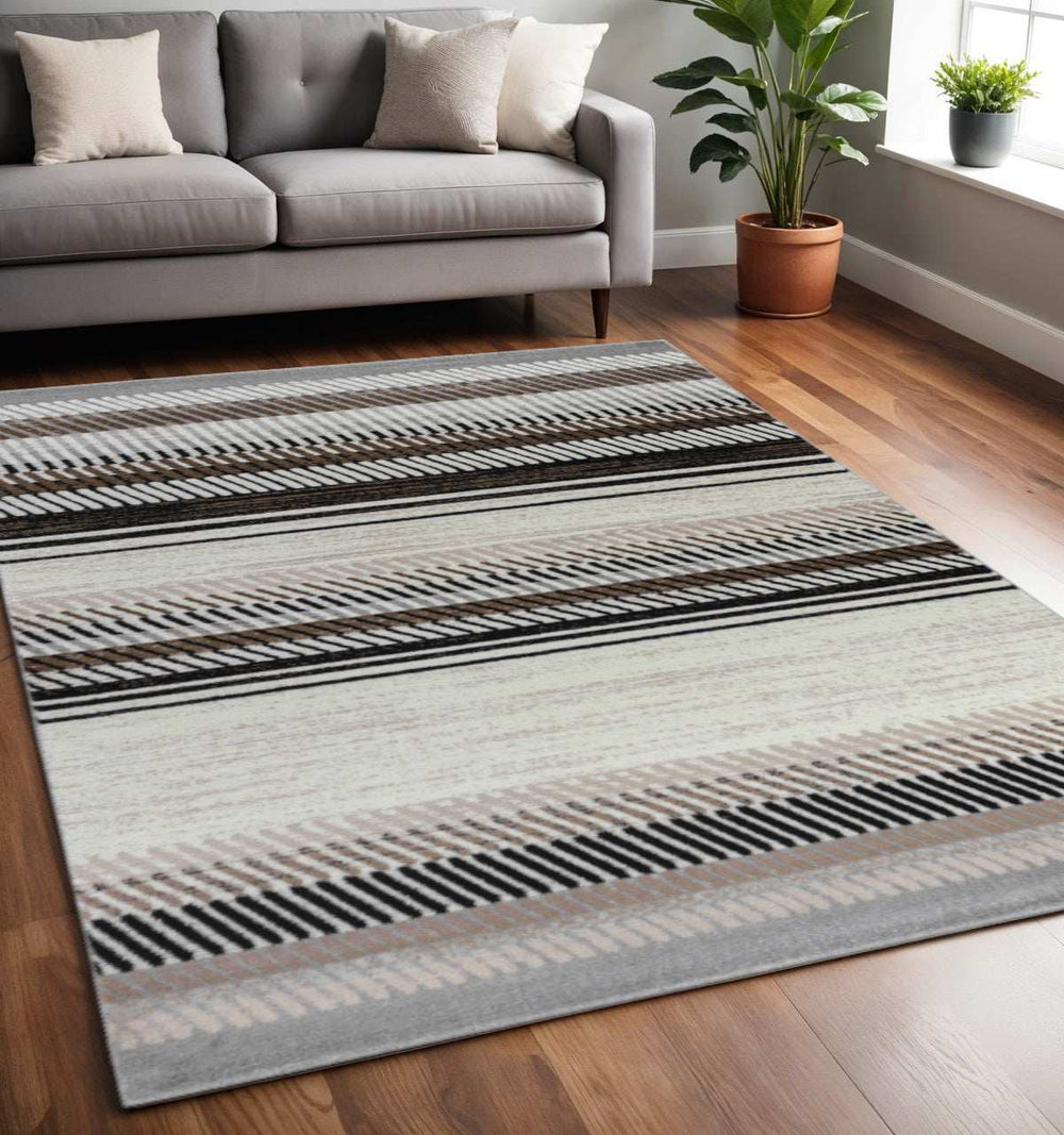 5' X 8' Beige Striped Area Rug - Homeroots - Flyclothing LLC