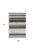 5' X 8' Beige Striped Area Rug - Homeroots - Flyclothing LLC